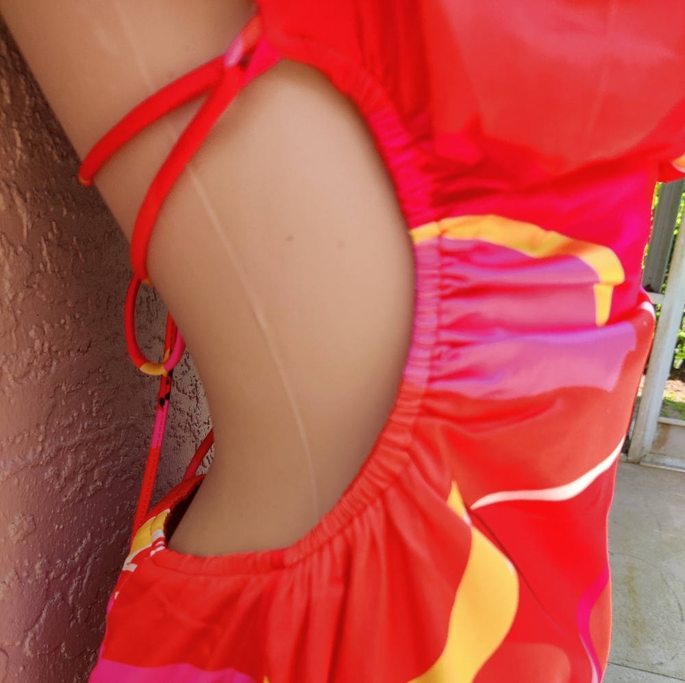 Vibrant Backless Dress - Pink and Red Floral - Picture 4 of 16